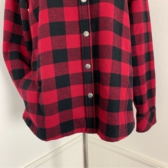Orvis Buffalo Check Fleece Lined Shacket Shirt Size Large Lined Pockets - Picture 10 of 17
